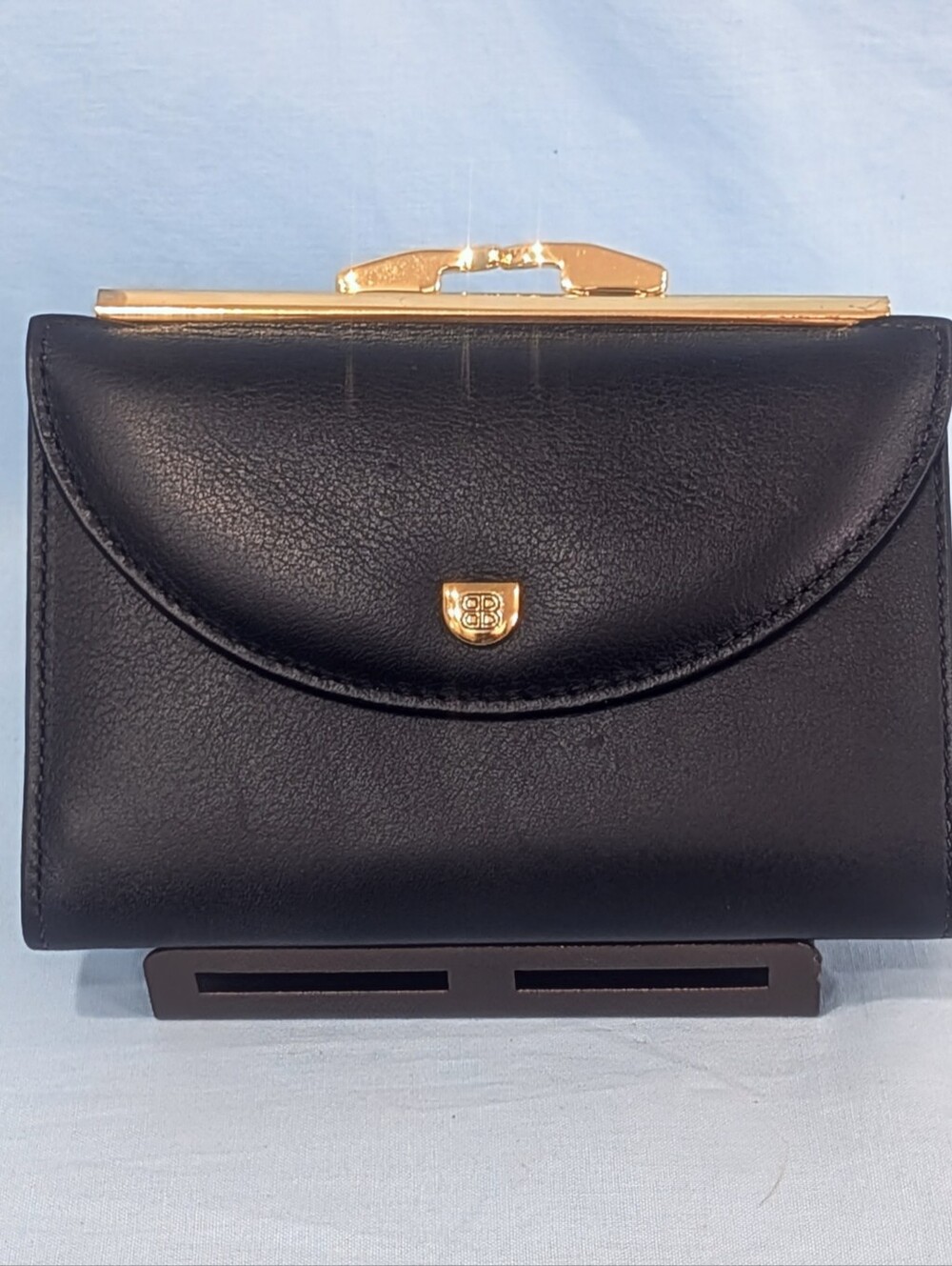 NWT & NIB Bosca Leather French Purse Wallet in Black Mezzaluna